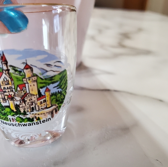 Neuschwanstein Castle Vintage Shot Glass with Gold Rim - Picture 5 of 7